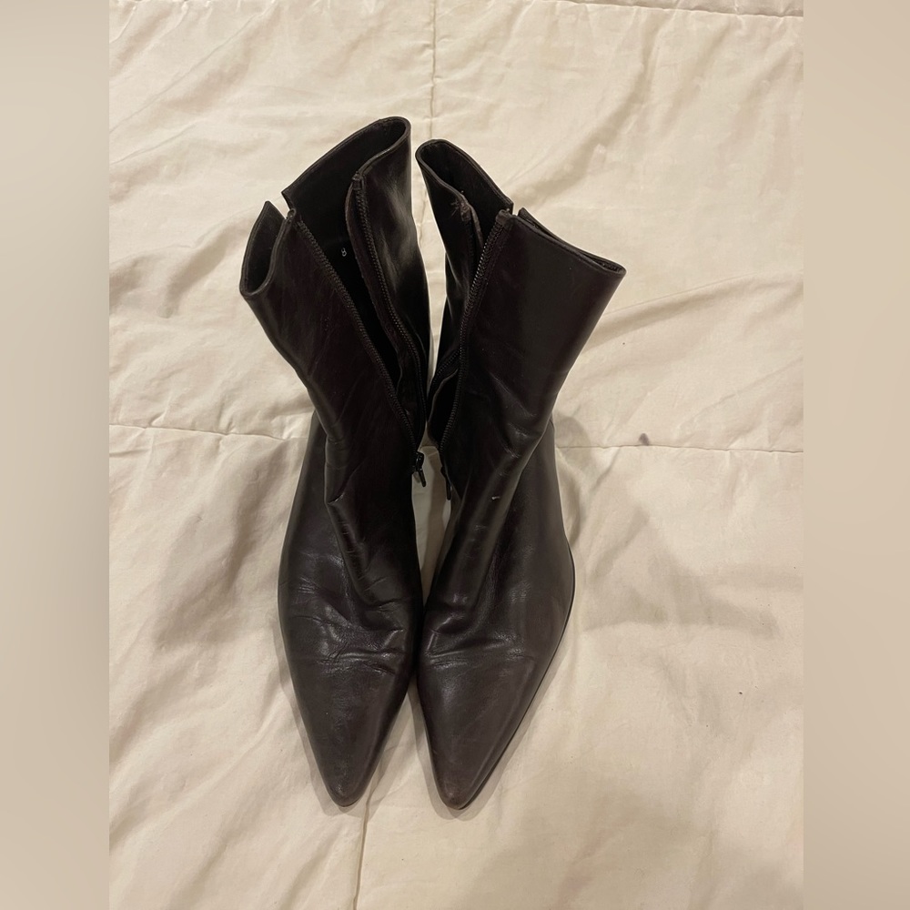 Brown leather Cole Haan booties worn in but still lots of life left in them!!!
